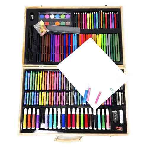 Набор художественный для рисования 220 предметов, деревянный кейс Винница