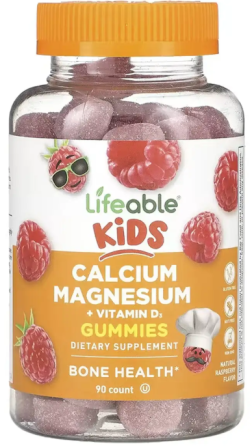 Кальций магний и витамин D3 для детей Lifeable Calcium Magnesium + Vitamin D Kids 90 жев таб малина Киев