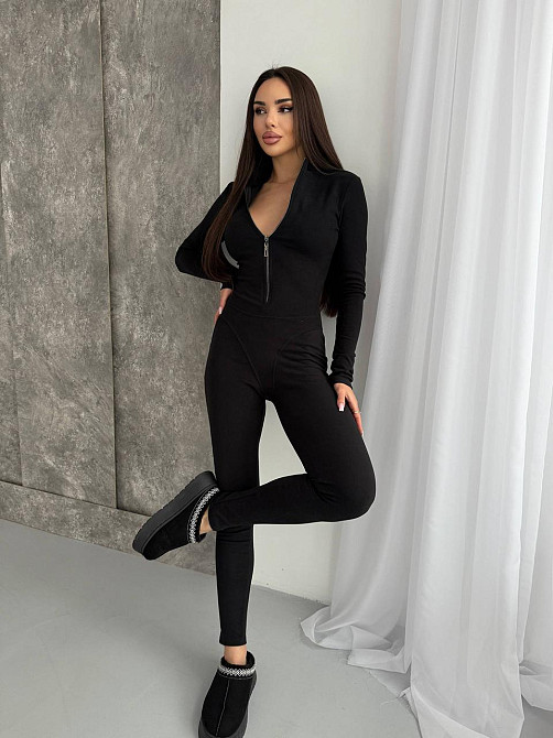 Женский теплый облегающий комбинезон пума Черный, 44/46 Одесса - изображение 1