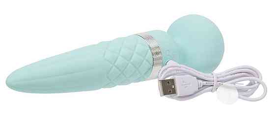Вибромассажер 2в1 PILLOW TALK - Sultry Teal, классический массажер и вибратор с ротацией, подогрев Sex Aura Киев