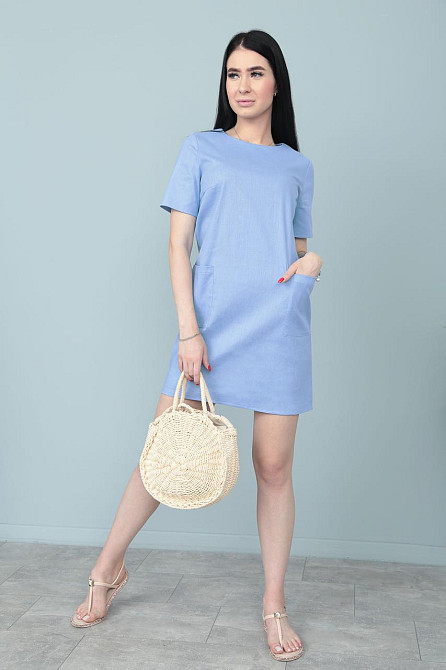 Літня сукня з кишенями "Tiffany" оптом Блакитний, 42-44 Київ - фото 4