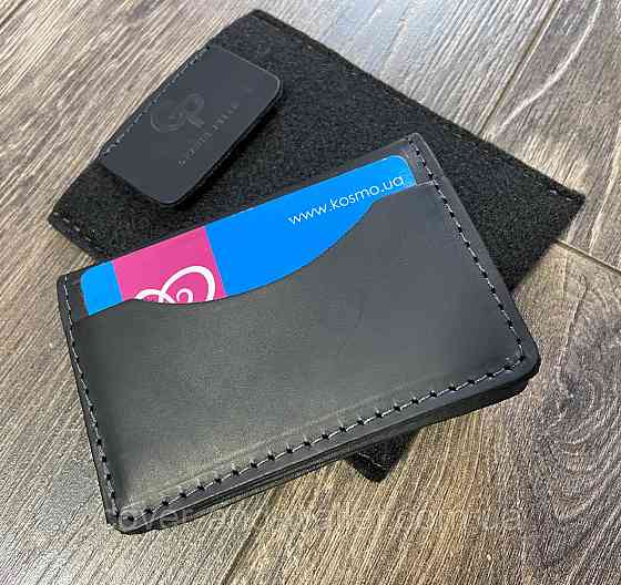 Чорна обкладинка з натуральної шкіри для ID-паспорту й автодокументів Grande Pelle Київ