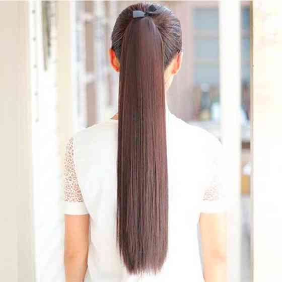 Шиньон накладной хвост на ленте Didaka прямые волосы 60 см 