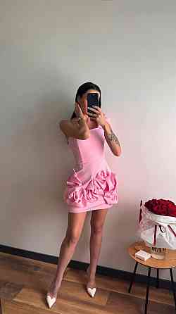 Женское праздничное мини платье с воланами костюмка барби. Розовый, 42/44 Одесса