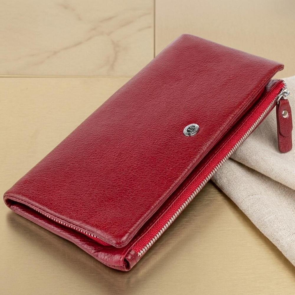 Кошелек-клатч из кожи с карманом для мобильного ST Leather 19311 Бордовый Киев - изображение 11