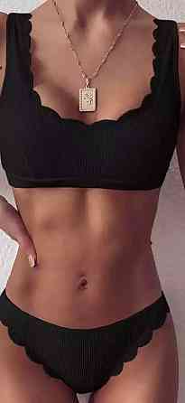 Жіночий роздільний купальник рубчик Чорний S Харків