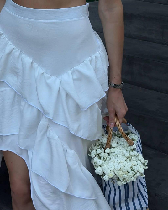 Жіноча романтична довга спідниця з воланами льон бохо Одеса - фото 6