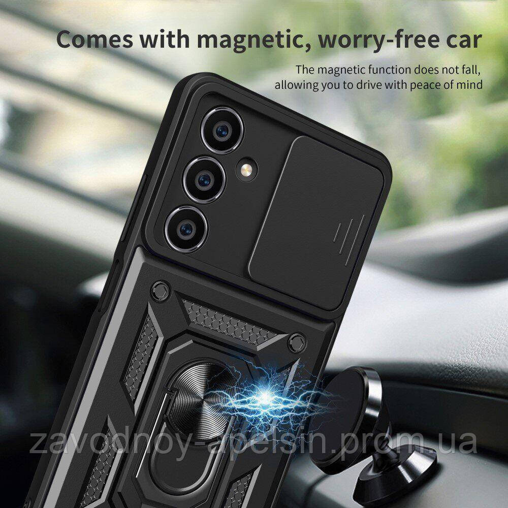 Samsung M15 M155 M156 Противоударный чехол Шторка (черный) Одесса - изображение 3