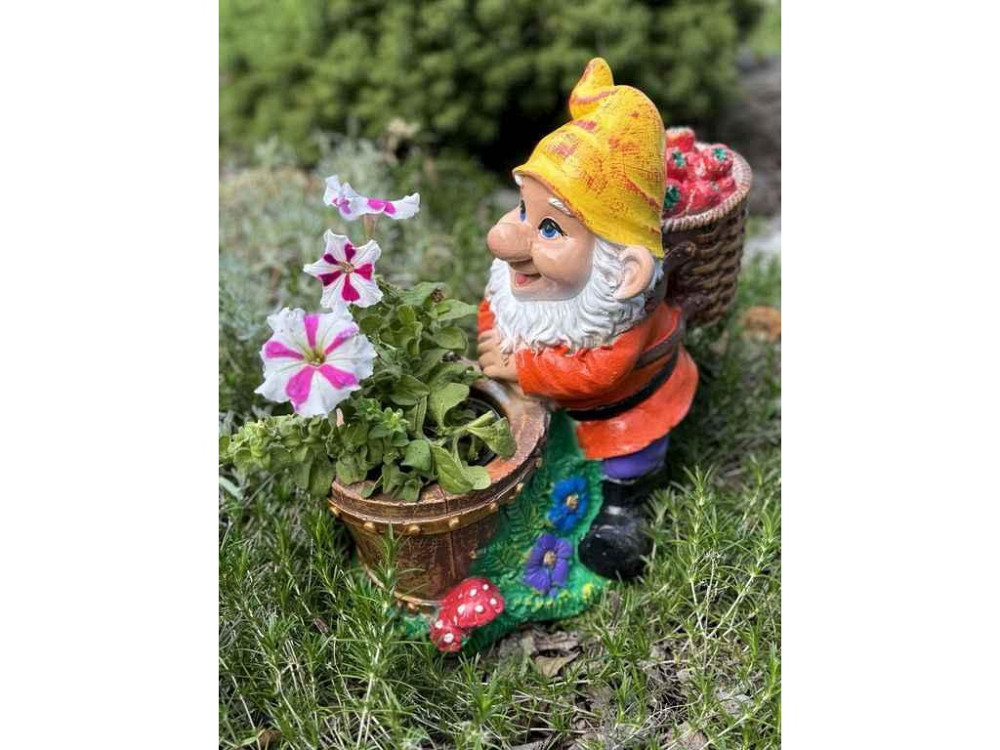 Садовая фигурка гипс 31*17*35см Гном кашпо No2 ТМ KULBAKA Киев - изображение 1