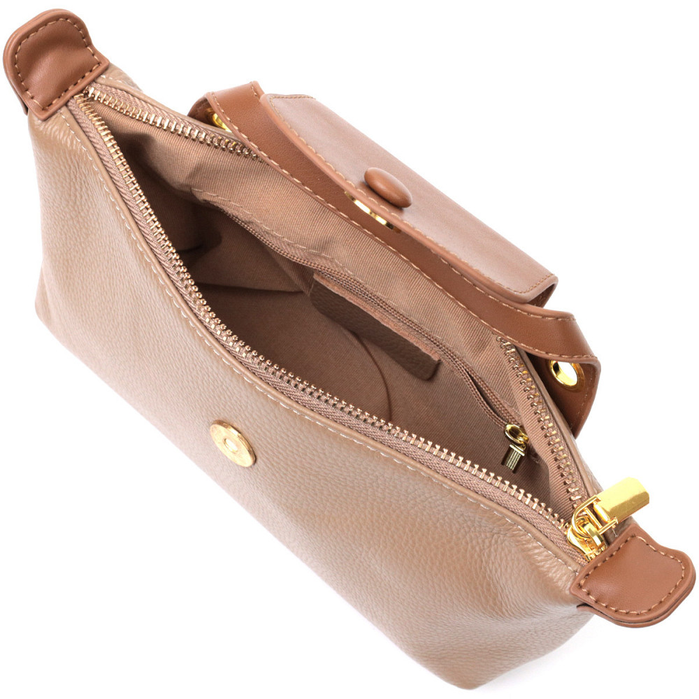 Идеальная женская сумка с интересным клапаном из натуральной кожи Vintage 22251 Бежевая Киев - изображение 7