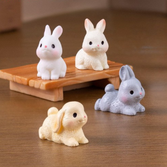Фигурки Кролики 2.6 х 2.4 см Набор 4 шт Миниатюра для мини-сада Одесса