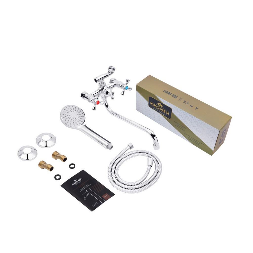 Смеситель для ванны Kroner KRM Rhein - C073 с душевым гарнитуром, хром Киев - изображение 6