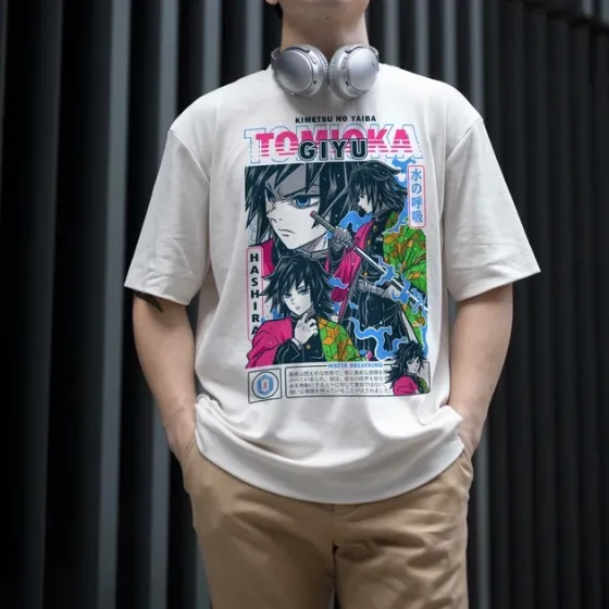 Футболка чоловіча з  принтом Клинок, рассекающий демонов Гію Томіока 4 WE Розмір 48 Anime0966 Дніпро