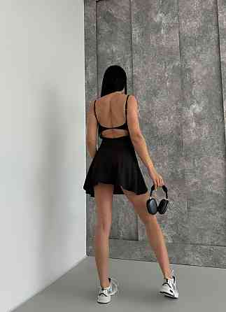 Жіноча спортивна мінісукня — комбінезон на бретелях мікродайвінг + чашки Чорний, 42/44 Одеса