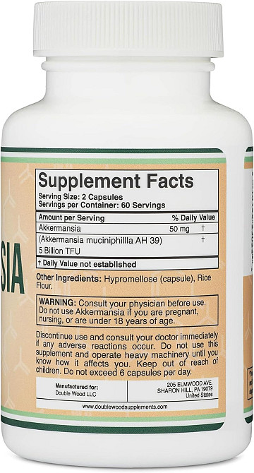 Пробиотик Double Wood Akkermansia 50 mg (5 Billion TFU), 120 capsules Луцьк - фото 2