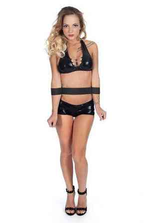 Фіксатор для талії і рук Fetish Tentation Waist and Wrist Straps з маскою на очі Sex Aura Київ