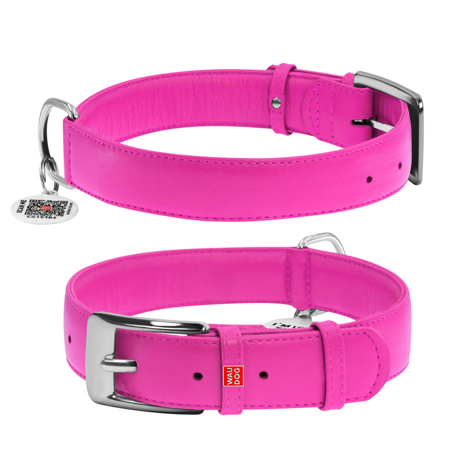 Нашийник для собак шкіряний WAUDOG Glamour з QR паспортом, без прикрас, XL, Ш 35 мм, Дов 46-60 Коломия - фото 3