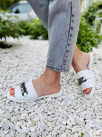 LaDi Шльопанці жіночі LaDi Цепи білі (літо, шкіра натуральна) (4592) Коломыя