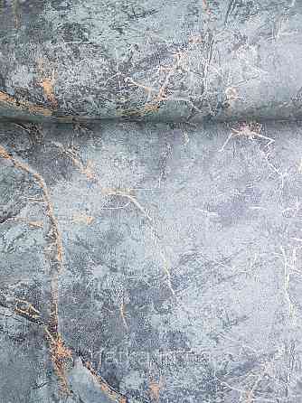 Обои виниловые на флизелине Grandeco Textured vibes 0.53x10 под камень мрамор зеленые изумрудные золотистые Киев