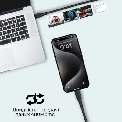 Дата кабель USB-C to USB-C cablekit-cc.black Promate (cablekit-cc.black) Винница - изображение 5