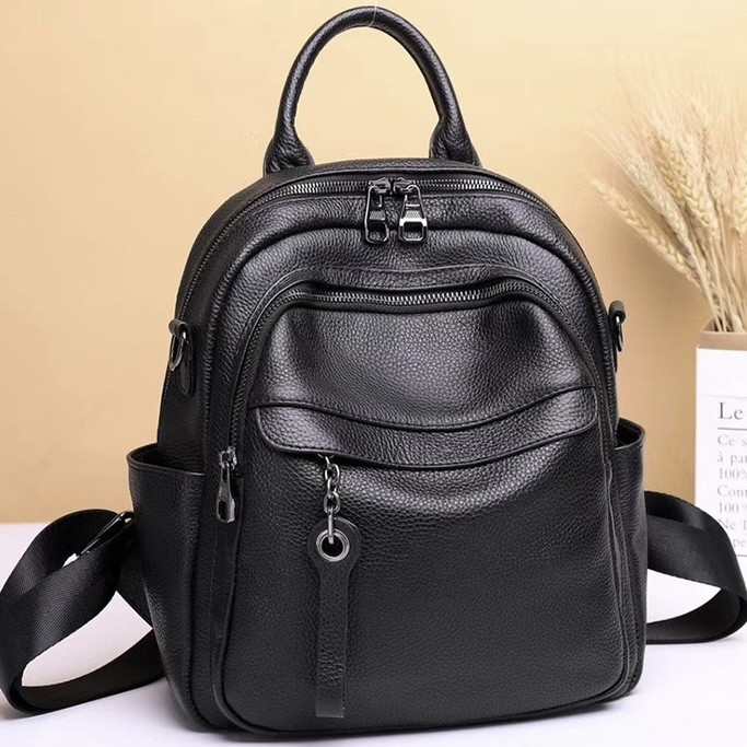 Жіноча шкіряна сумка наплічна міська 21х28х13, рюкзак для кожного дня, чорни Київ - фото 11