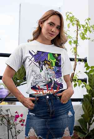 Футболка для мальчика аниме Евангелион оверсайз (рост от 165 до 180 ) Черний AnimeJ0026m Днепр