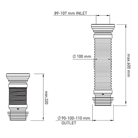 Гнучка труба для унітазу NOVA 600мм Харків
