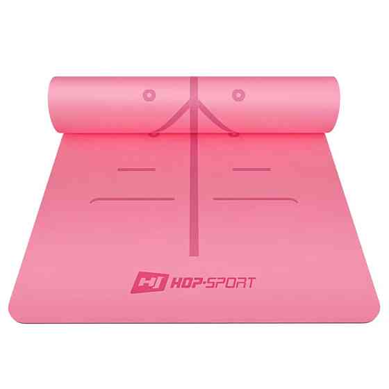 Коврик для фитнеса Hop-Sport PU нескользящий для йоги пилатеса растяжки дома и спортзала розовый  йога мат Киев