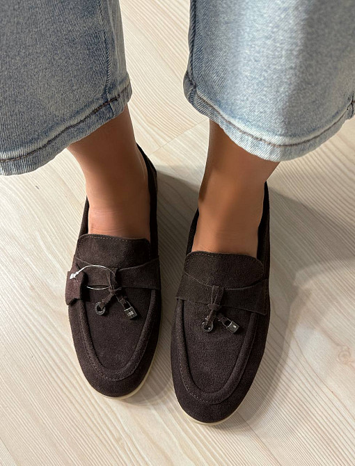 Туфли женские Hengji 336-4 замшевые лоферы с фурнитурой коричневые, 36, 23,5 см Киев - изображение 6