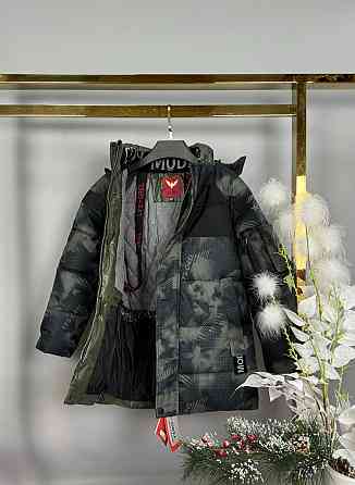 Детская зимняя куртка на мальчика подростка хаки 122,134 на холофайбере полномерка Николаев