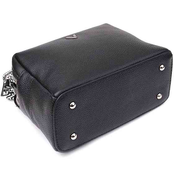 Жіноча сумка на два відділення з натуральної шкіри Vintage 22919 Чорний Київ