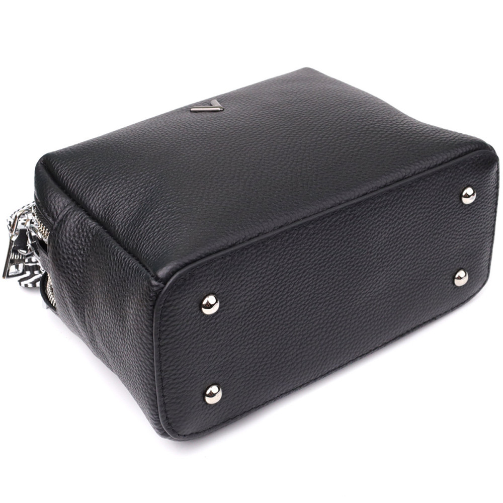 Жіноча сумка на два відділення з натуральної шкіри Vintage 22919 Чорний Київ - фото 6