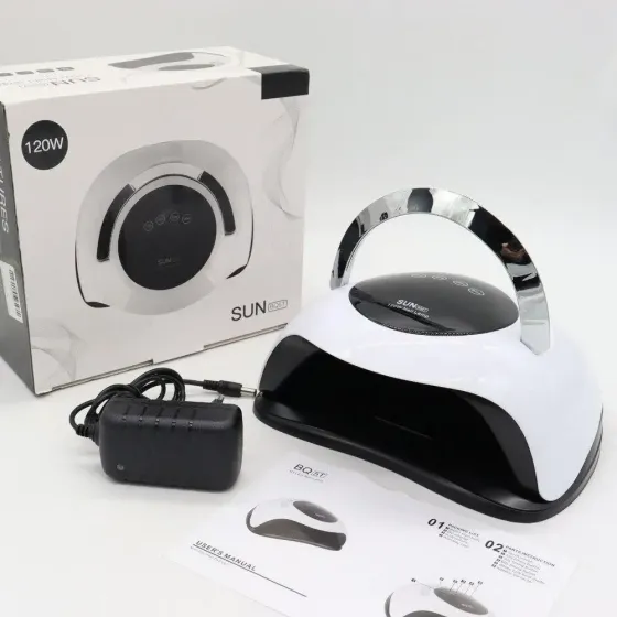 Лампа для маникюра SUN BQ-5T 120Вт UV+LED, Белая/Ультрафиолетовая лампа для сушки ногтей с ручкой и дисплеем Киев
