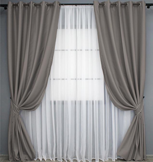 Комплект штор на люверсах VR-Textil Midnight № 1228ш 150х270 см 2 шт Сірий (37-0137) Київ - фото 10