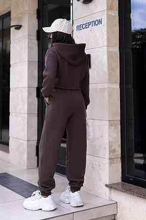 Спортивный костюм на флисе с коротким худи Navi 54-56, Шоколадный Киев