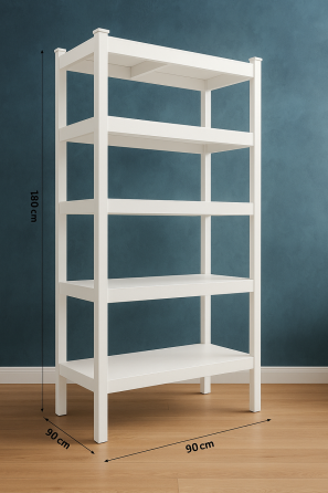 Чорний металевий стелаж з 5 регульованими полицями | 875 кг загального навантаження | 180х90х40 см | Міцний каркас, МДФ полиці, ст Львів