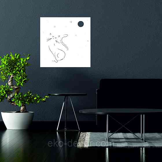 Декоративное настенное 3D Панно «Кот» Декор на стену с объемом 70*70 см, Белый Киев