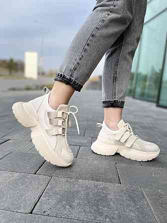 M.KRAFT Кросівки жіночі M.KRAFT 21042 бежеві (весна-осінь, шкіра+замша натуральна) (5012) Коломия