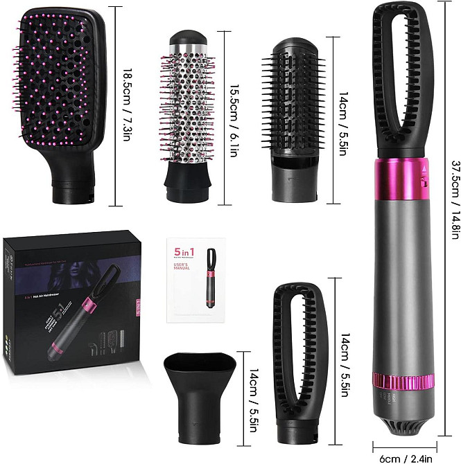 Фен-щетка 5 в 1 FACAIO, многофункциональный стайлер для укладки волос, завивка, выравнивание и сушка ионизация Киев - изображение 3