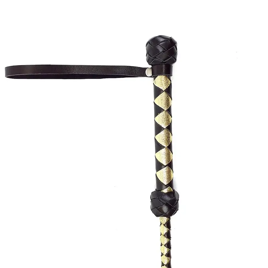 Стек класичний, натуральна шкіра 75 см, чорно-золотий Львів - фото 3