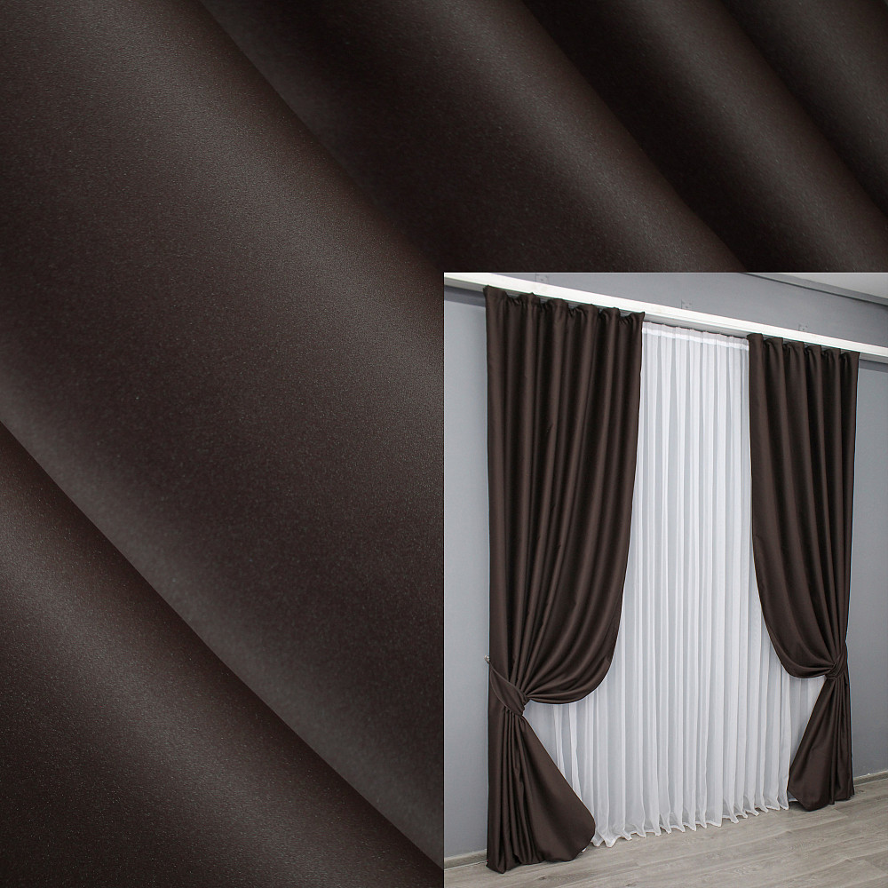 Комплект готовых штор VR-Textil Блэкаут Midnight № 1678ш Венге 100х290 см 2 шт (31-957) Киев - изображение 1