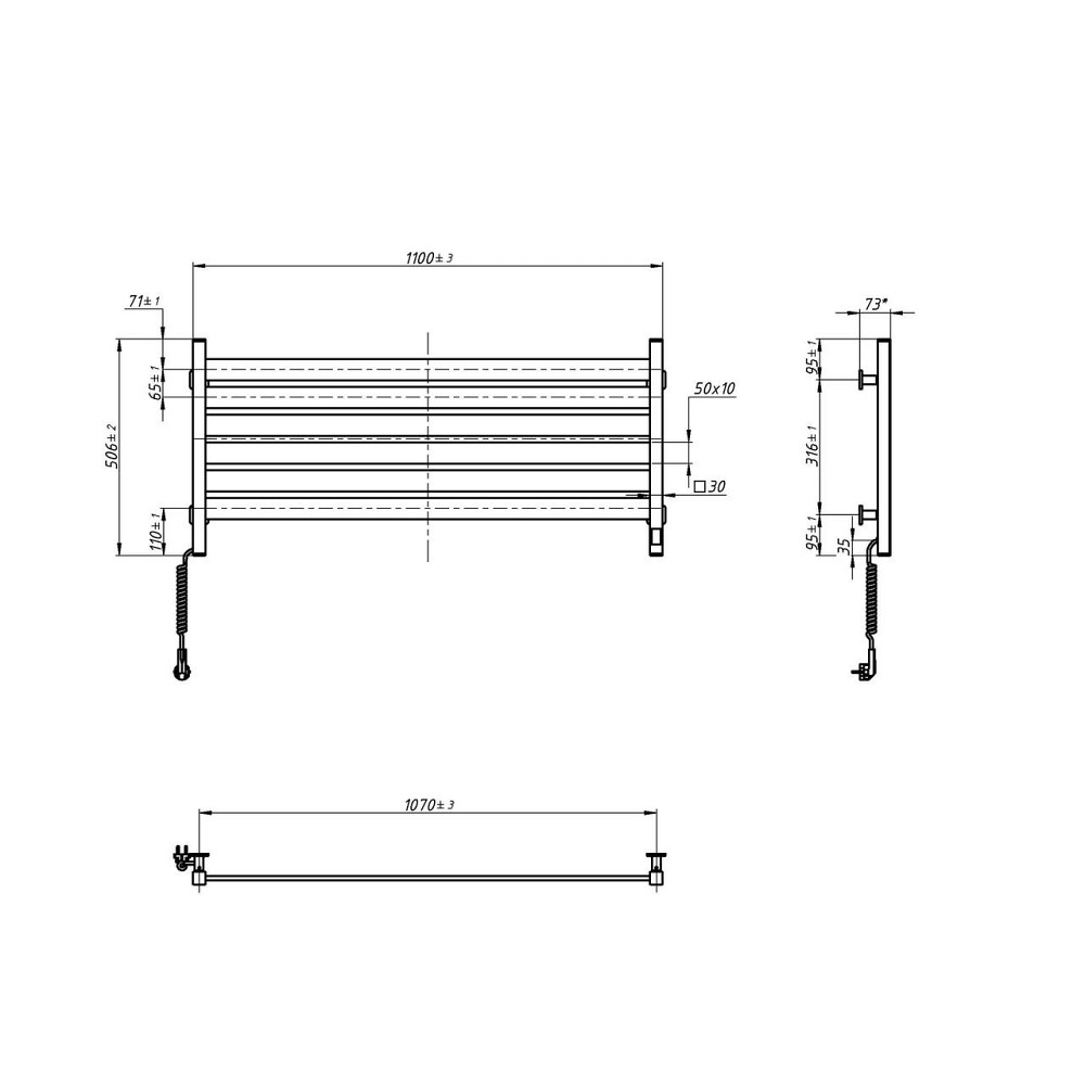 Електрична сушарка для рушників NAVIN Largo 1100х500 Sensor з Wi-Fi, широкий лівобічний, білий оксамит Київ - фото 8