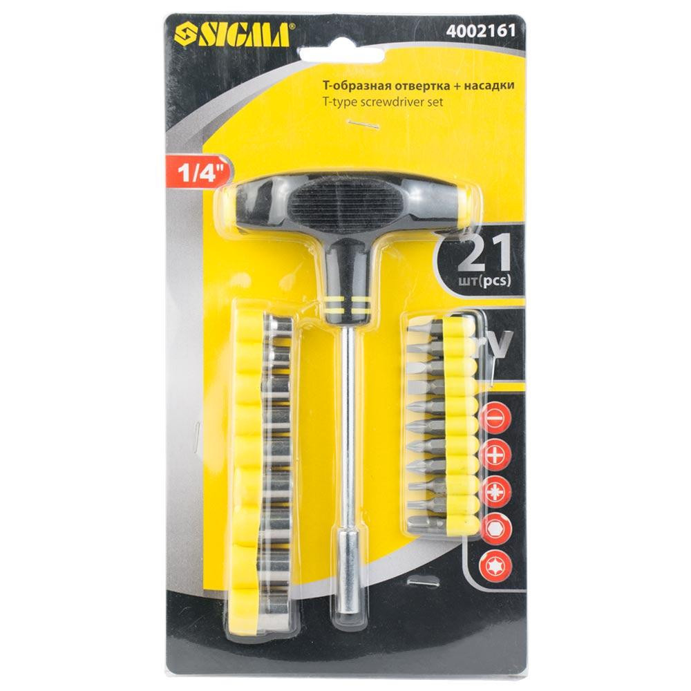 Отвертка с Т-образной ручкой и насадками 21шт CrV SIGMA (4002161) Киев - изображение 8