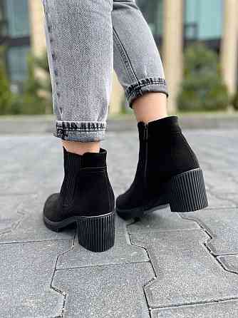 Черевики жіночі VESNA чорні замша натуральна висота 12см каблук 7см (5029) Коломия
