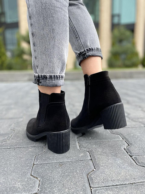 Черевики жіночі VESNA чорні замша натуральна висота 12см каблук 7см (5029) Коломыя - изображение 5