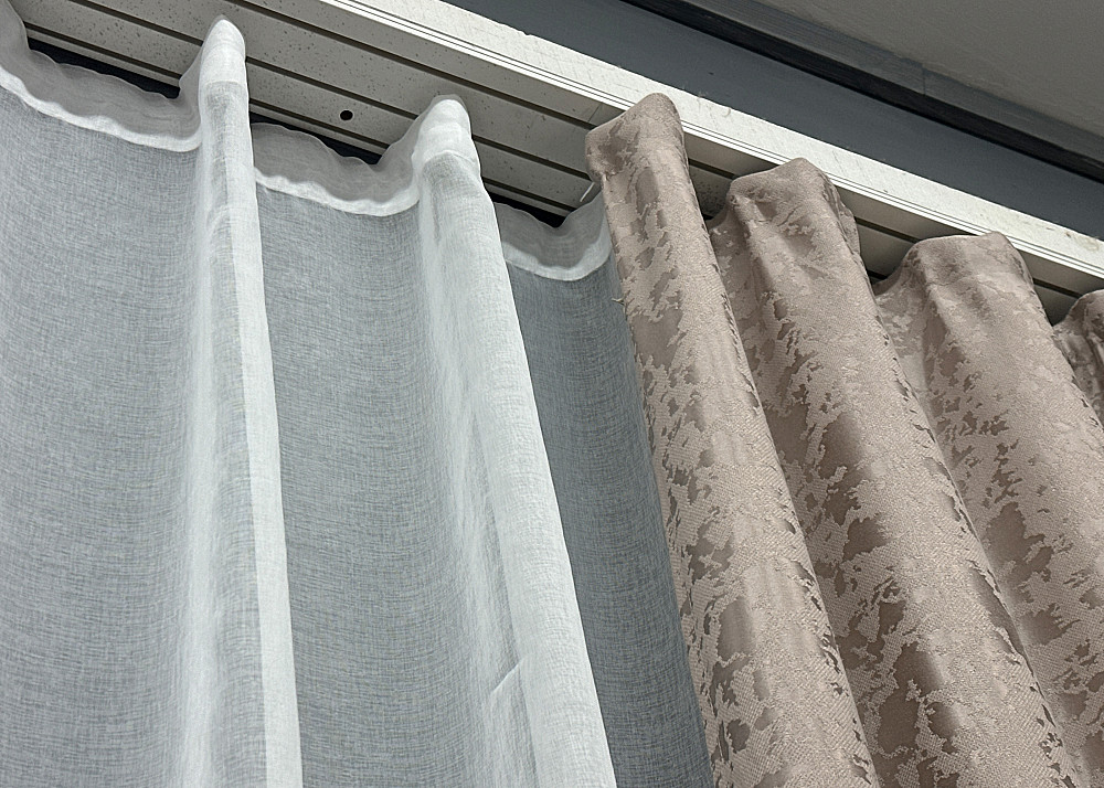 Комплект штор VR-Textil Лен Мрамор 100х270 2шт и Тюль 400х270 1717ш-1276т Серо-бежевый с белым 71-013/2 Киев - изображение 8