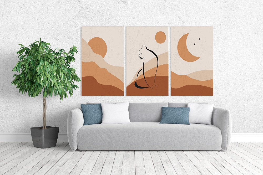 Модульна картина у вітальню/ спальню   Котик    ART-195_3A 70х130 см Київ - фото 2