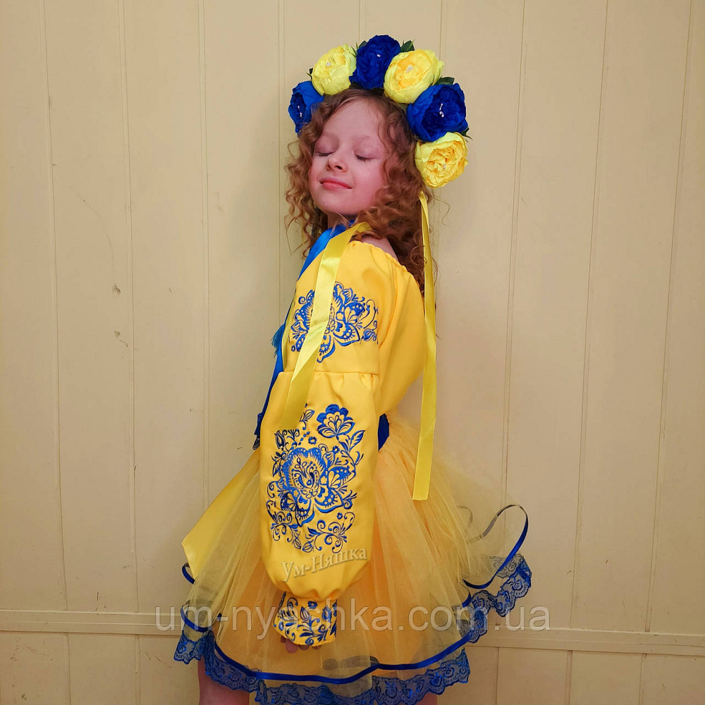 Синьо-жовтий костюм вишиванка "Троянда-листочки" Кривий Ріг - фото 3