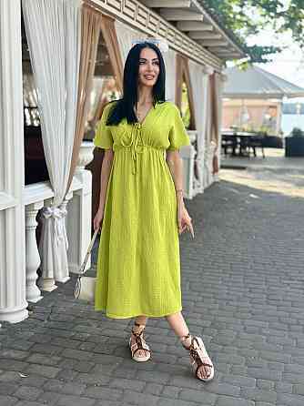 Довга муслінова сукня "Lira" | Норма і батал Гірчичний, 42-44 Київ