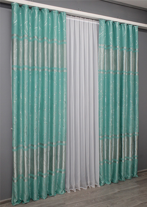 Комплект готових штор з тканини софт "Ліана" колір бірюзовий 464ш Київ - фото 5